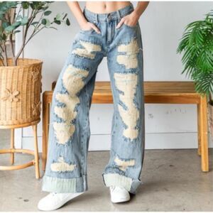 Oli & Hali Distressed Mid Rise Denim Jeans Size L